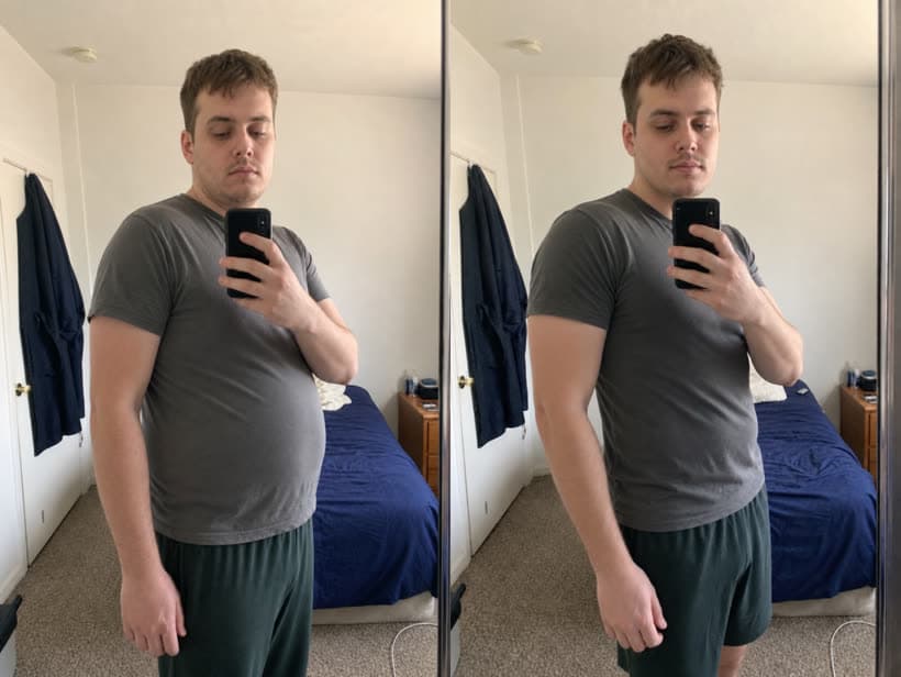 Weight loss before and after side by side — AI-generated 90-day transformation